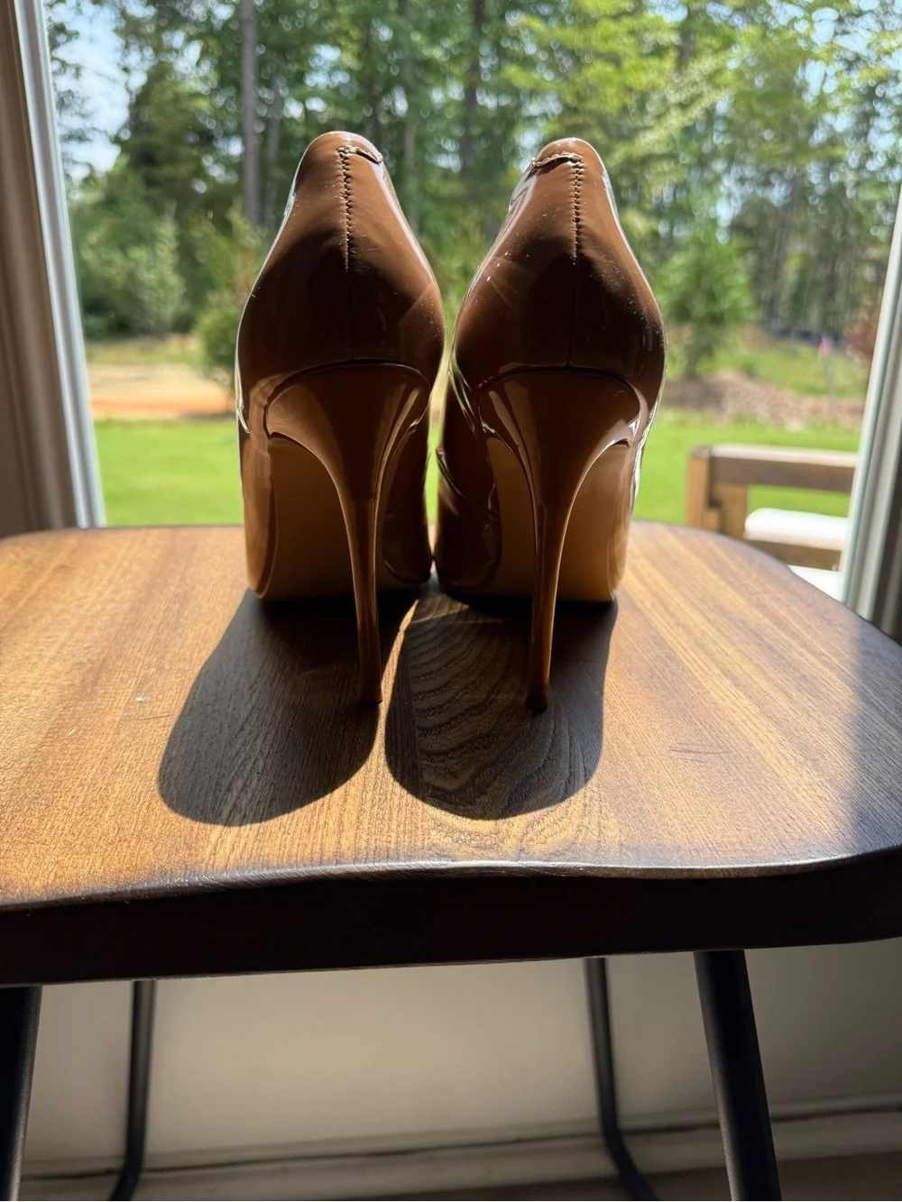 Aldo Patent Leather Pointed-Toe Stiletto Pumps in Tan